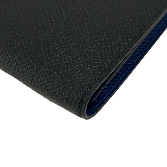 Auth HERMES Bearn Souffle Verso - Black Blue Navy Veau Epsom W Long Wallet - Picture 7 of 12